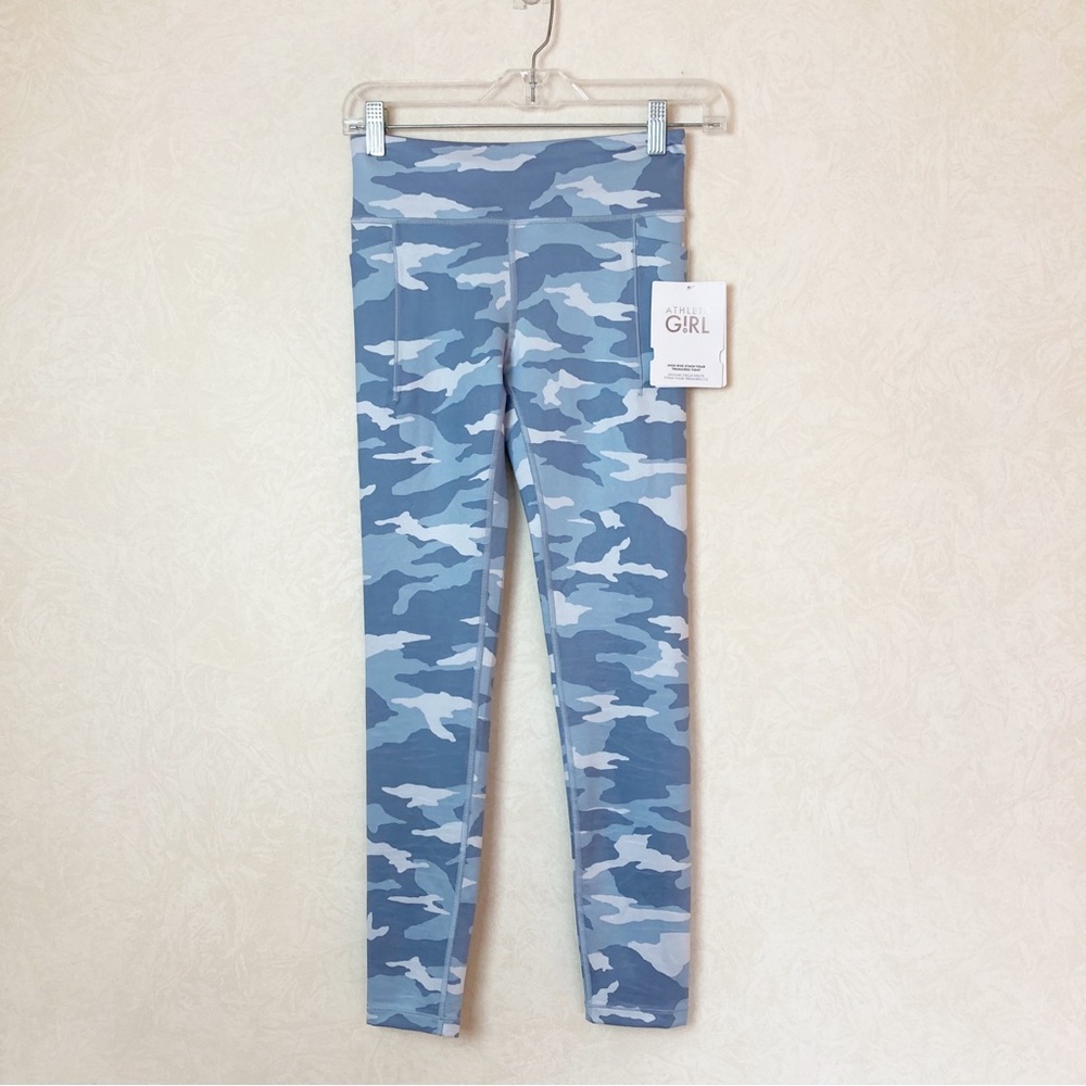 Athleta Girl Camo Print Leggings Gray Blue Color Girl Size 12 NWT